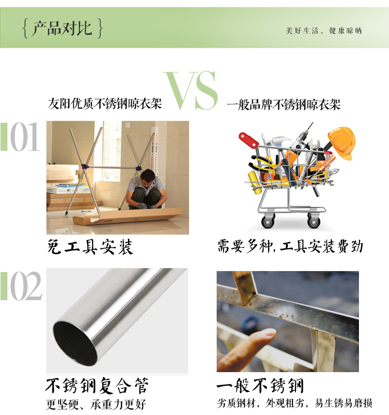 友阳X型不锈钢晾衣架落地伸缩折叠晒衣架加厚双杆阳台室外晒被子 深蓝色