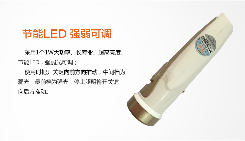 雅格YAGE LED 充电试 两档强光应急手电筒 1W  YG-3829