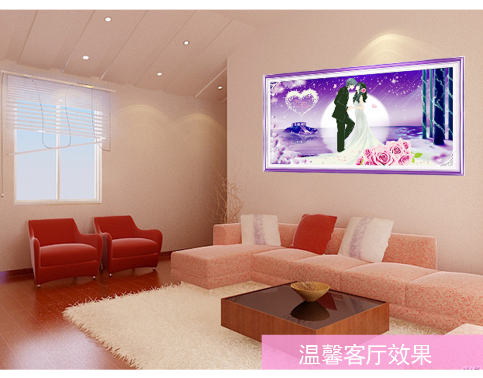 
                                        美西5D钻石画永恒之恋圆钻钻石绣新款客厅幸福约定3D十字绣结婚婚礼 5D水晶圆钻125*70CM                
