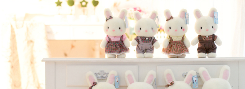棉呆呆 婚庆新婚礼品情侣婚纱礼服小兔兔婚纱兔毛绒公仔 情侣兔一对-紫色婚纱 40cm