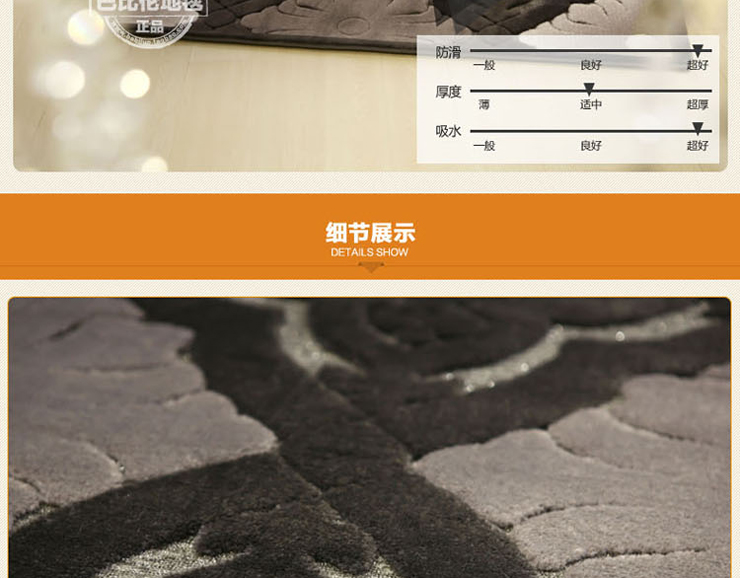 巴比伦Babylon进口地毯客厅卧室阳台床边仿羊毛地垫 GREY 800MMx1600MM