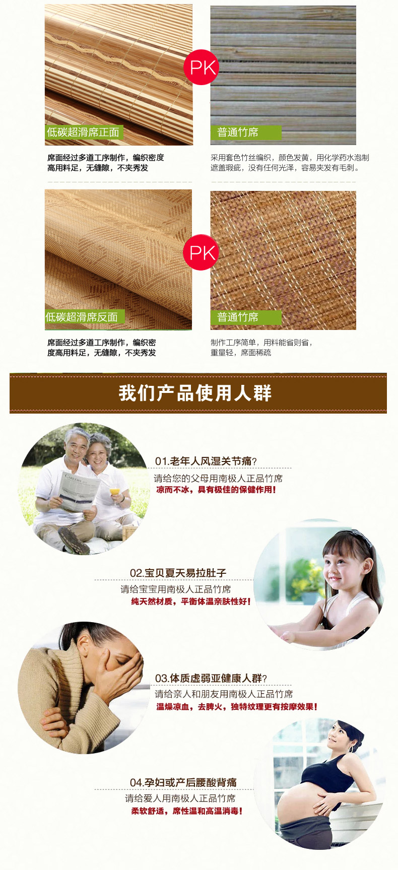 好布好家纺  2016新款双面竹席凉席 夏天席子1.8  1.5双人竹席 折叠凉席 吉祥如意无枕套 180*200