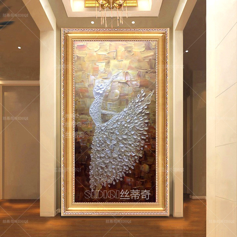 
                                        丝蒂奇SIDIQI玄关手绘欧式油画抽象挂画现代家居走廊壁炉时尚装饰有框画竖版酒店壁画芭蕾舞 欧式香槟外框 宽70*高130                