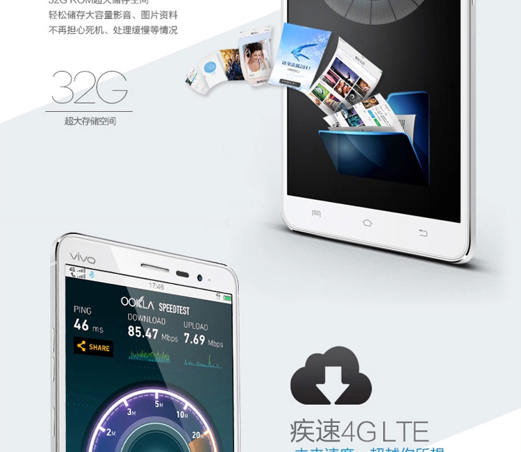 vivo  Xplay3S X520L  移动4G手机 极光白