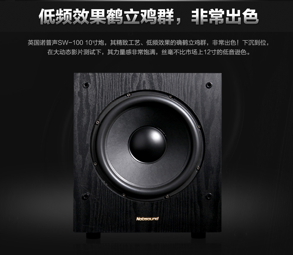 诺普声 sw-100 超重有源低音炮音箱 有源10寸低音炮 有源低音炮 黑色