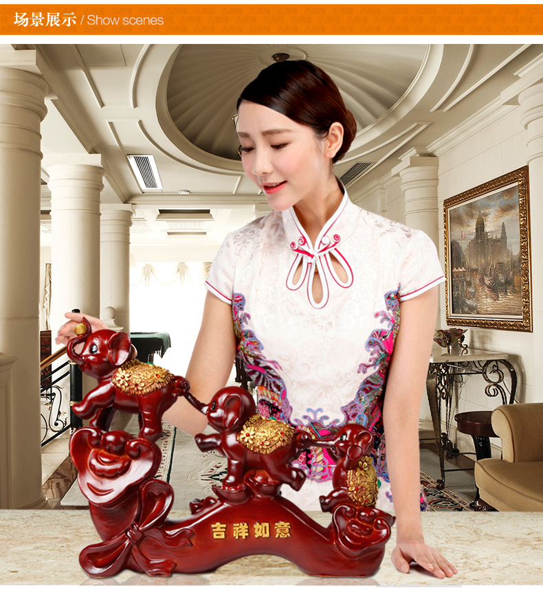 
                                        吉善缘 大象摆件 三只小象欧式创意礼品礼物家居小装饰三连象工艺品摆设 0068 吉祥如意三连象                