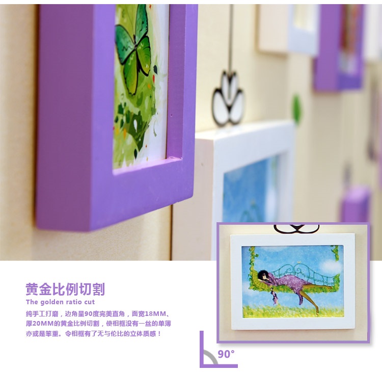 子轩TF630T绿林飞鸟墙贴配简约实木照片墙 厂家直销 绿白两色灵动画心