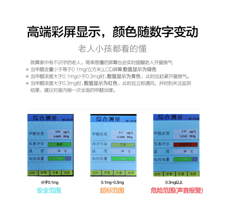 FUT 高清彩屏家用室内测甲醛检测仪器空气质量测试仪多功能自测