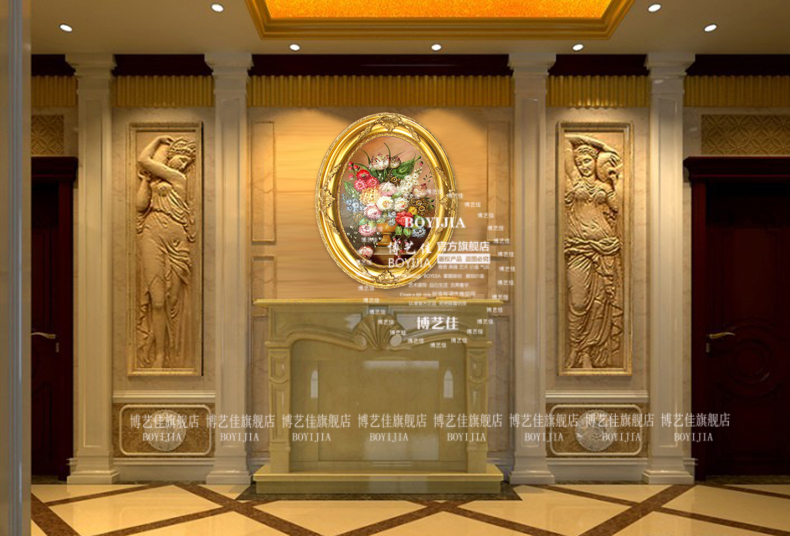 博艺佳 欧式高档挂画别墅酒店家居玄关壁炉餐厅装饰画尊贵金箔框 A1 45*55cm