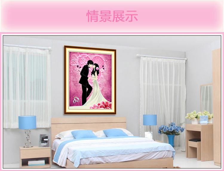 
                                        新款5D魔方圆钻钻石画幸福婚礼结婚婚庆钻石绣情侣客厅贴钻十字绣 魔方圆钻50*60cm 形象逼真 满钻全贴                
