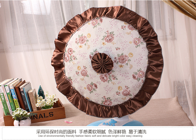 田园风光 圆形电风扇罩 防尘套 花蜜寻芬-紫色 均码(直径40-50cm可用)