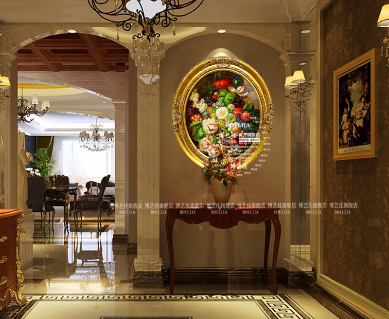 博艺佳 欧式高档挂画别墅酒店家居玄关壁炉餐厅装饰画尊贵金箔框 A1 45*55cm
