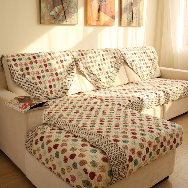 莱芙棉 布艺绗缝防滑沙发垫 夏用田园座垫桌椅垫坐垫 蓝LV 90cm*210cm单条