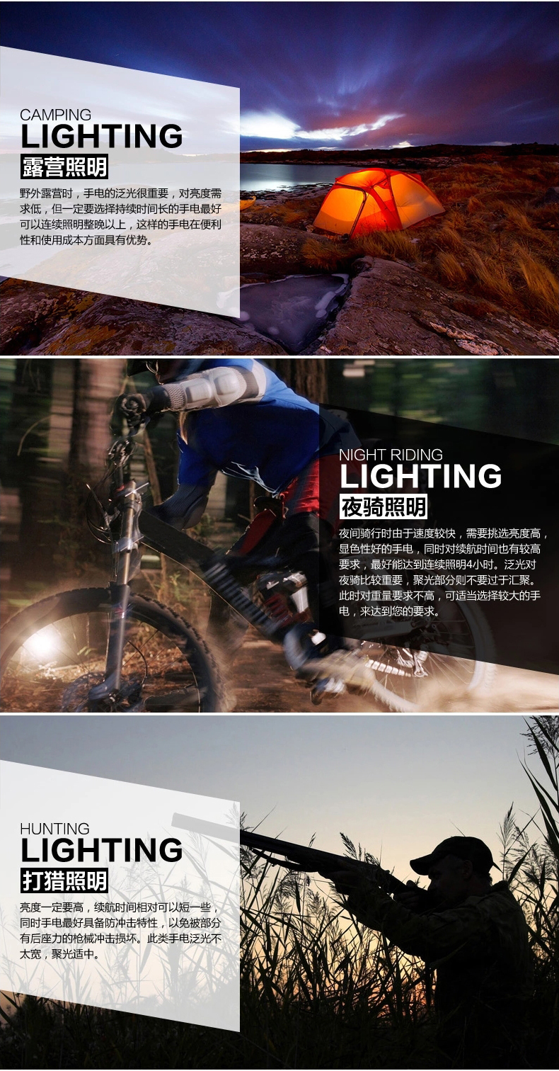久量（DP）铝合金 强光可调焦手电筒 锂电 3档 2000毫安 3W 茶色 LED-555