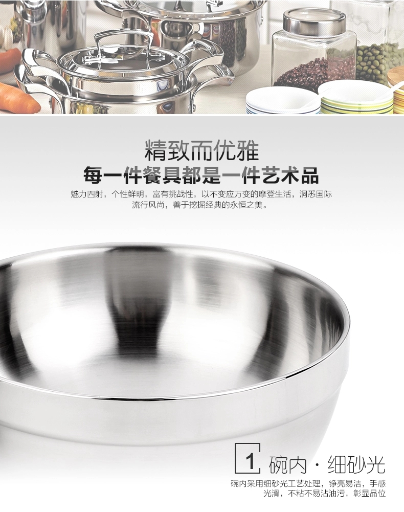 
                                        瑞士LUCUKU路卡酷304不锈钢双层防烫碗隔热汤碗2只装                