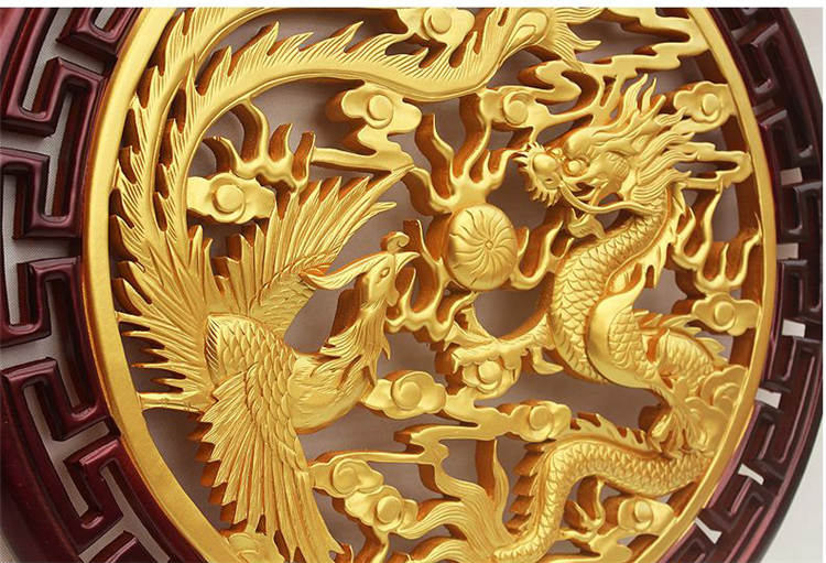 
                                                                                罗诗玛诺 东阳木雕挂屏麒麟挂件工艺品 乔迁搬家礼品壁挂中式玄关家居装饰品 客厅茶室圆形木雕挂屏 麒麟祥瑞                