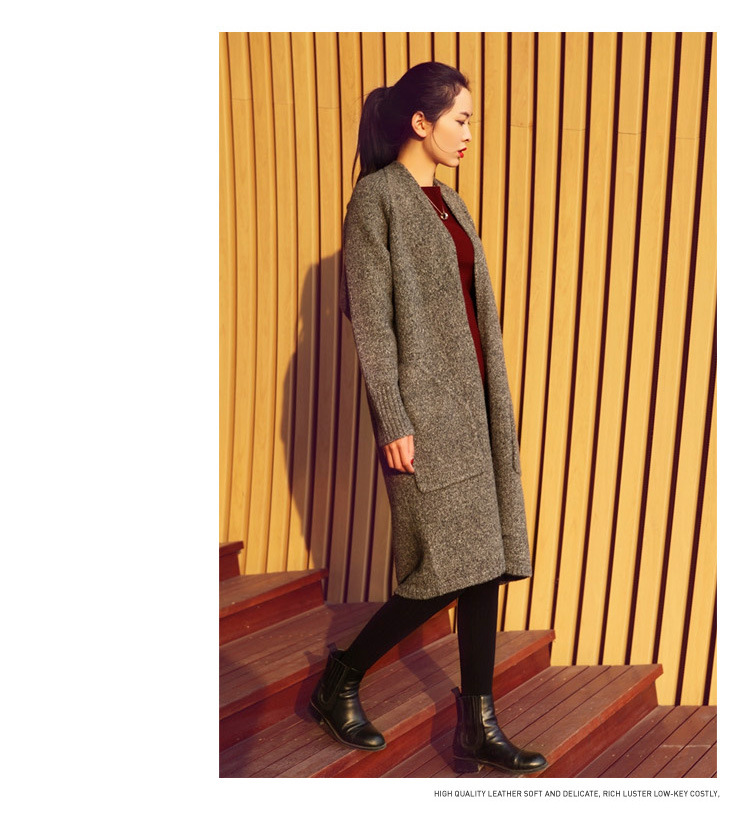 
                                        pansplor2015春秋新款韩版秋装毛衣外套中长款女式宽松大码针织衫开衫韩范 灰色 均码                