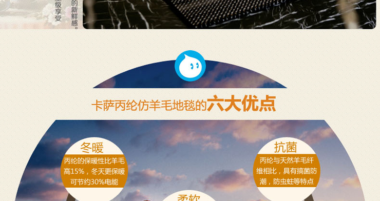 巴比伦（babylon）进口仿羊毛客厅茶几餐厅书房卧室地毯 典雅黑 2400MMx3400MM