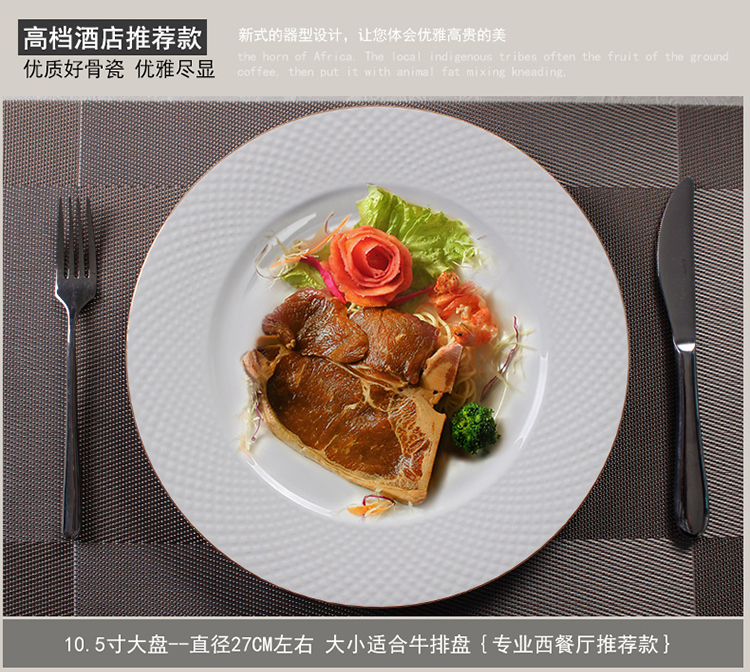 
                                        vidsel 欧式骨瓷西餐具套装　陶瓷西餐餐盘牛排 碗碟盘盘子 套装组合 黄金10平盘                