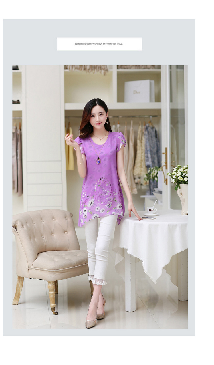 The US market 2015 new summer Korean version the code fancy, long, relaxed and stylish short-sleeve snow woven shirts (the necklace) purple XXXL limited time special offer pictures, price, brand platters! Elections are good character, the national distribution, so why buy now enjoy more preferential! Health