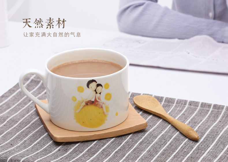 初心 榉木弧形杯垫 防热咖啡垫 茶杯垫 防滑垫 创意居家生活  桌垫 8片装