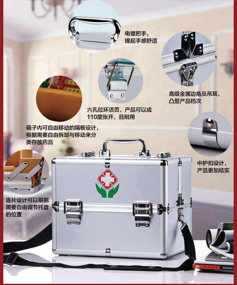 
                                        俊葳chanceway药箱 双开收纳箱 安全医药箱 保健箱大号/中号 大号医药箱 E5011-1                