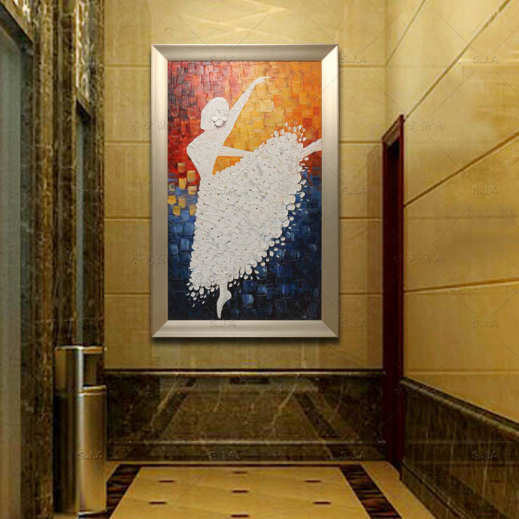 
                                        水竞手工油画玄关画客厅挂画现代抽象装饰画欧式壁画走廊墙画过道竖画 60*120                