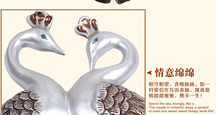 尚雅轩 包邮孔雀欧式复古钟表客厅大挂钟个性挂表静音装饰壁钟时钟 孔雀向下银色仿古