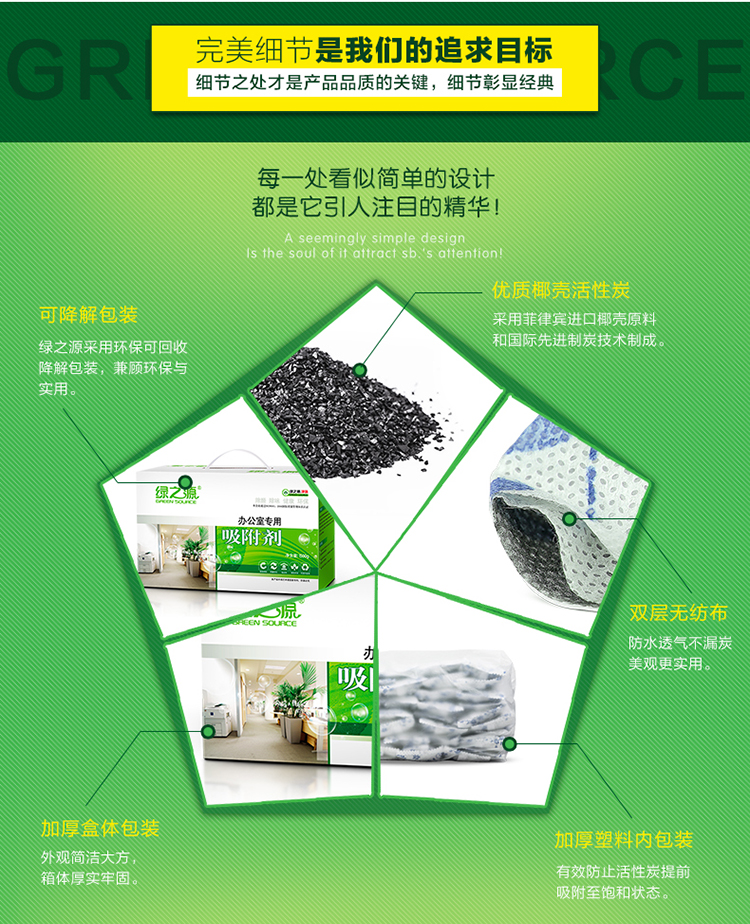 
                                        绿之源 办公室用高效吸附剂活性炭碳包1500g 新房装修除味除甲醛 房间除味炭包                