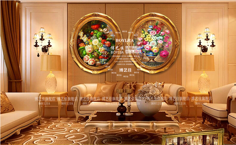 博艺佳 欧式高档挂画别墅酒店家居玄关壁炉餐厅装饰画尊贵金箔框 A1 45*55cm