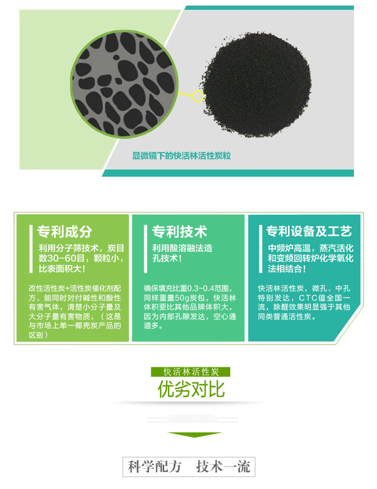 快活林 家用椰壳活性炭 醛特宝免晒版强效除味适84㎡ 家装净化除味除甲醛活性炭 1400g醛特宝