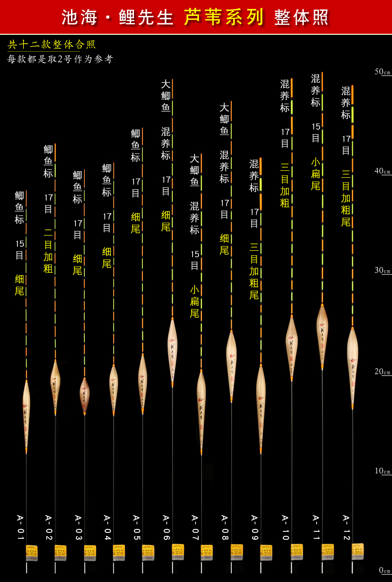 池海黄金眼 鲤先生a01-a12芦苇浮漂 高灵敏度鲫鲤鱼黑坑混养鱼漂预售