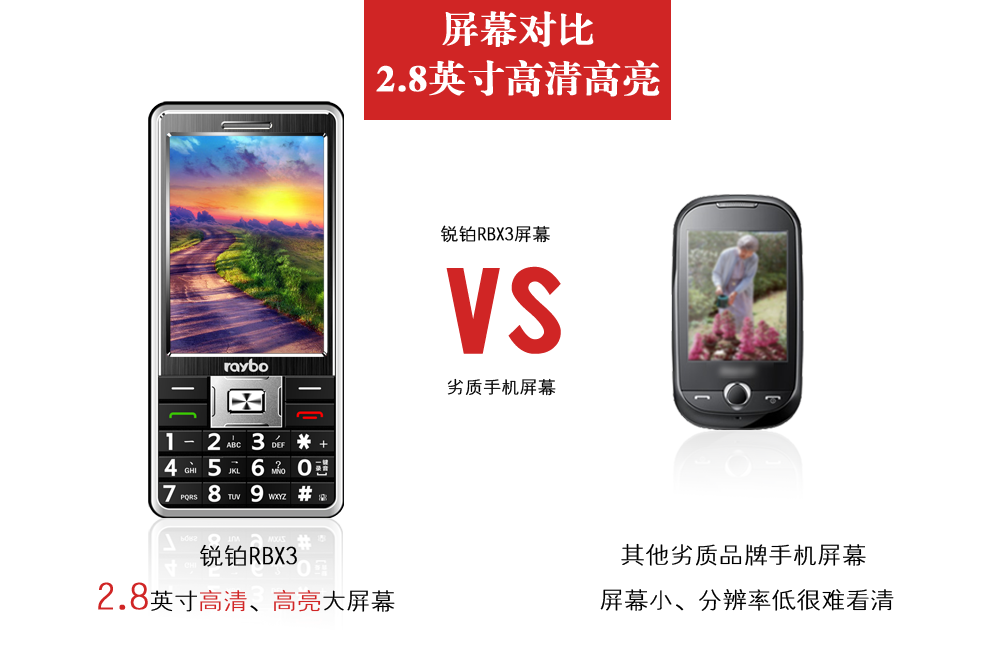 锐铂X3老人机 移动联通2G电视老人手机 黑 色 男款
