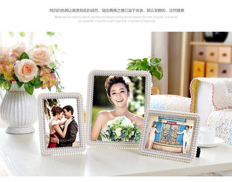 图慕 珍珠钻石 相框摆台 适合结婚照 儿童照 创意相片架组合 璀璨珍珠 10寸( 钻石珍珠摆台 )