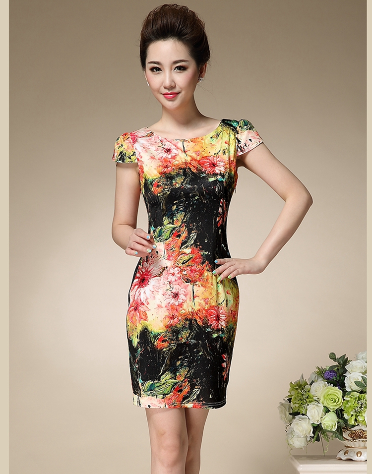 The Kou, summer 2015 new stamp duty, mom with short-sleeve Sau San emulation Silk Dresses style retro dresses 5445 apricot 3XL pictures, price, brand platters! Elections are good character, the national distribution, so why buy now enjoy more preferential! Health