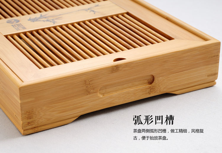 茗匠 小箱式储水茶盘  孟宗竹制茶盘 茶台茶海 功夫茶具 大中小号 大号