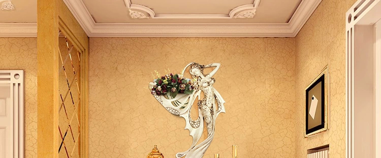 
                                        欣润 创意欧式复古壁饰天使壁挂时尚家居客厅餐厅走廊墙饰墙面装饰品玄关挂饰 银色大号 不含花   高 82CM                