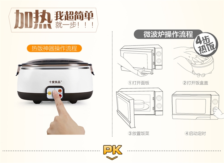 十度良品SD-980电热饭盒插电加热饭盒蒸煮热饭器不锈钢内胆真空保鲜免水加热8小时保温