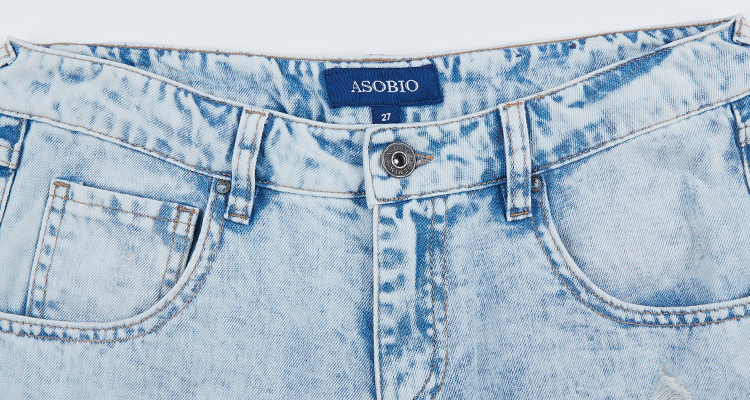 ASOBIO 2015夏季新款女装 水洗做旧破洞修身牛仔长裤 4521634076 车菊兰/628 165/70A/M