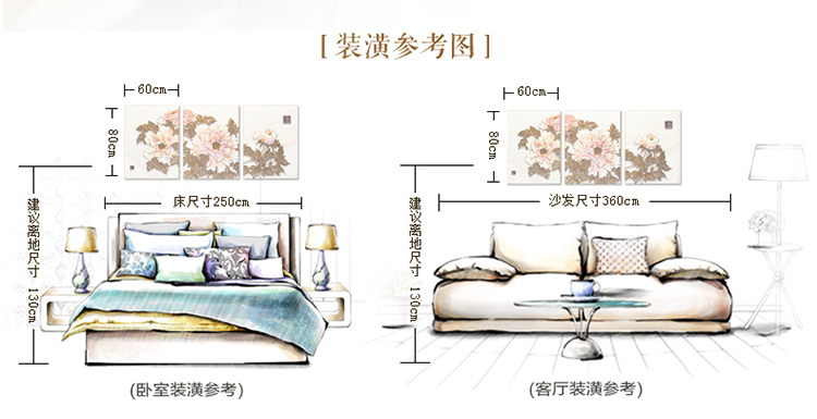 福雕家饰 装饰画客厅中式 沙发背景墙画 无框画 富贵牡丹风格 花开富贵 金色