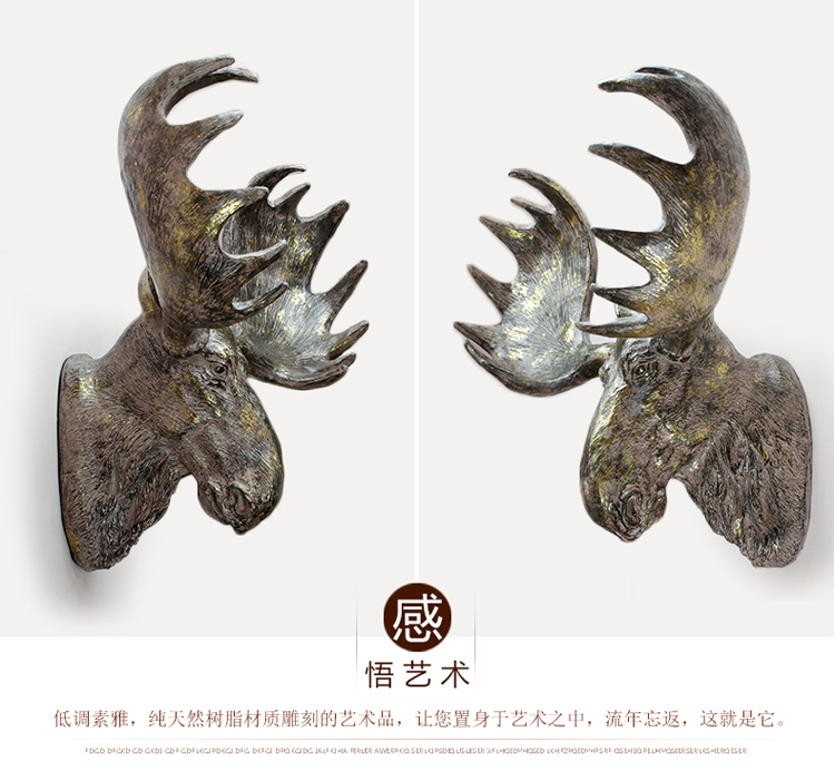 
                                                            欣润 仿真麋鹿头壁挂装饰品 欧式创意家居树脂客厅复古墙壁饰酒吧工艺品动物挂件 CR-110黑色+金色小鹿头壁挂                