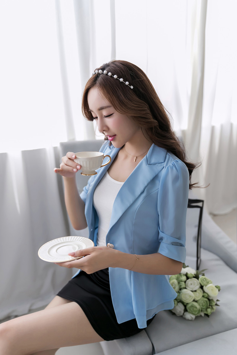 嘉沫 2015春秋女装韩版 时尚修身中袖糖果色小西装-440 白色 L