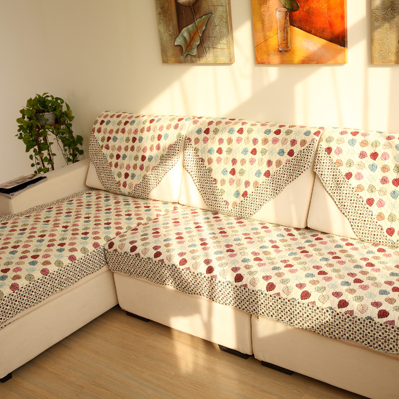 莱芙棉 布艺绗缝防滑沙发垫 夏用田园座垫桌椅垫坐垫 蓝LV 90cm*210cm单条