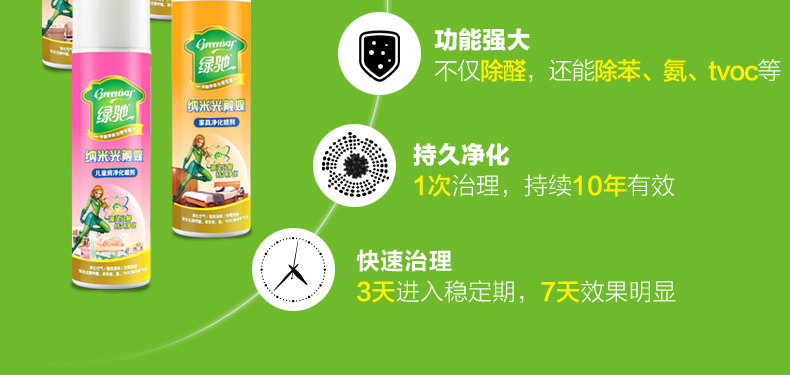 
                                        绿驰 纳米光触媒甲醛清除剂 新房装修家具去除甲醛苯氨喷剂 除油漆味异味 家具专用光触媒                