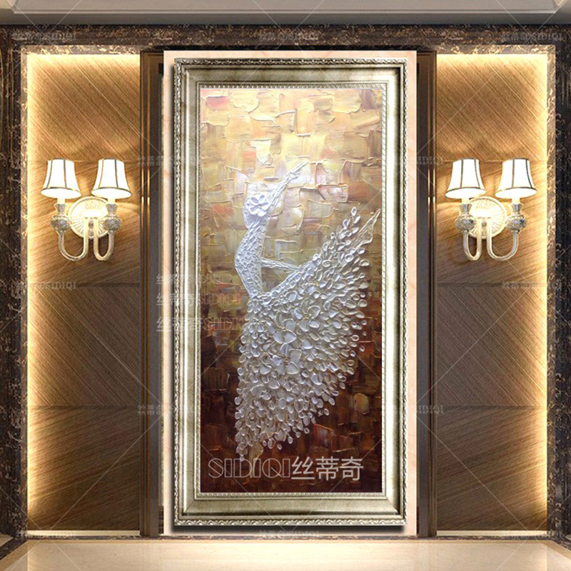 
                                        丝蒂奇SIDIQI玄关手绘欧式油画抽象挂画现代家居走廊壁炉时尚装饰有框画竖版酒店壁画芭蕾舞 欧式香槟外框 宽70*高130                
