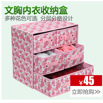 
                                        简纳 内衣收纳盒 袜子内裤文胸整理箱 无纺布防潮大号收纳箱 三件套 太阳花橙色 三件套                
