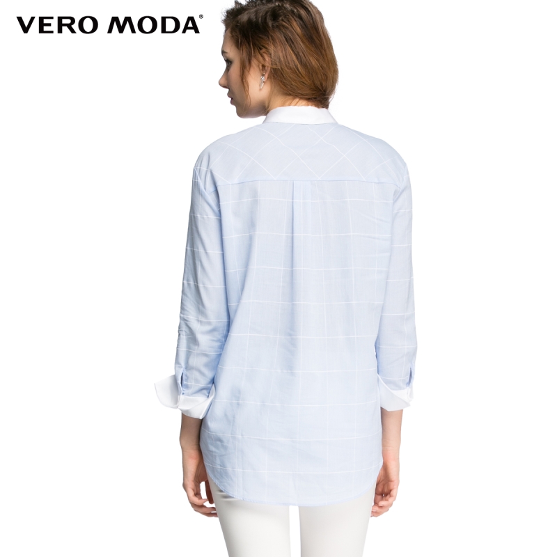 秋季特惠 Vero Moda舒适纯棉面料格纹宽松休闲女...