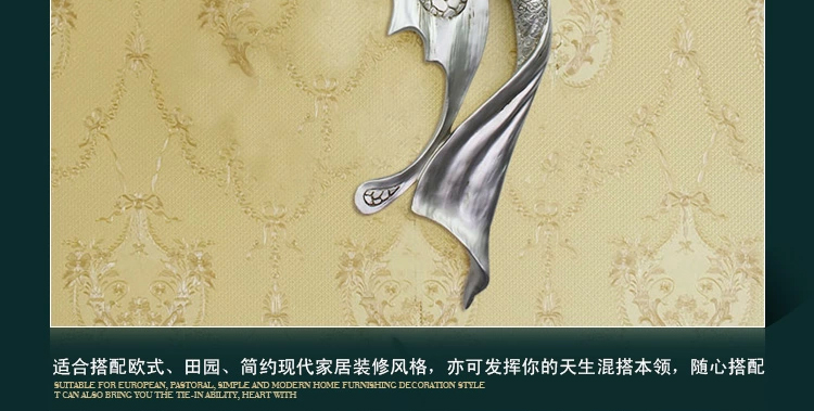 
                                        欣润 创意欧式复古壁饰天使壁挂时尚家居客厅餐厅走廊墙饰墙面装饰品玄关挂饰 银色大号 不含花   高 82CM                