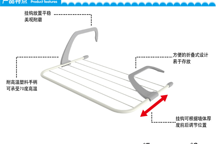 十指紧扣 暖气片晾衣架窗外阳台小衣物晾晒衣架 多功能四季晾晒架神器 2个晾衣架