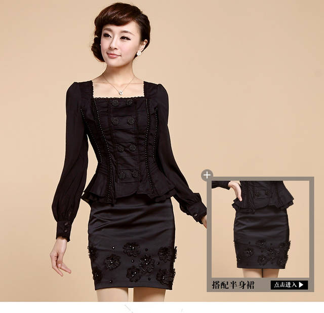 卡素依2015秋装大码女装白色雪纺衬衫女长袖气质修身职业衬衣 玫红色 XXL